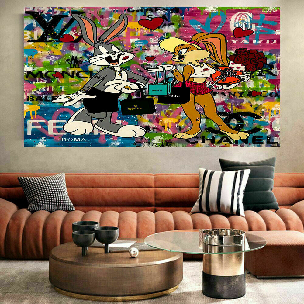 Pop Art Hase Leinwand Bilder Wandbilder - Hochwertiger Kunstdruck B8030