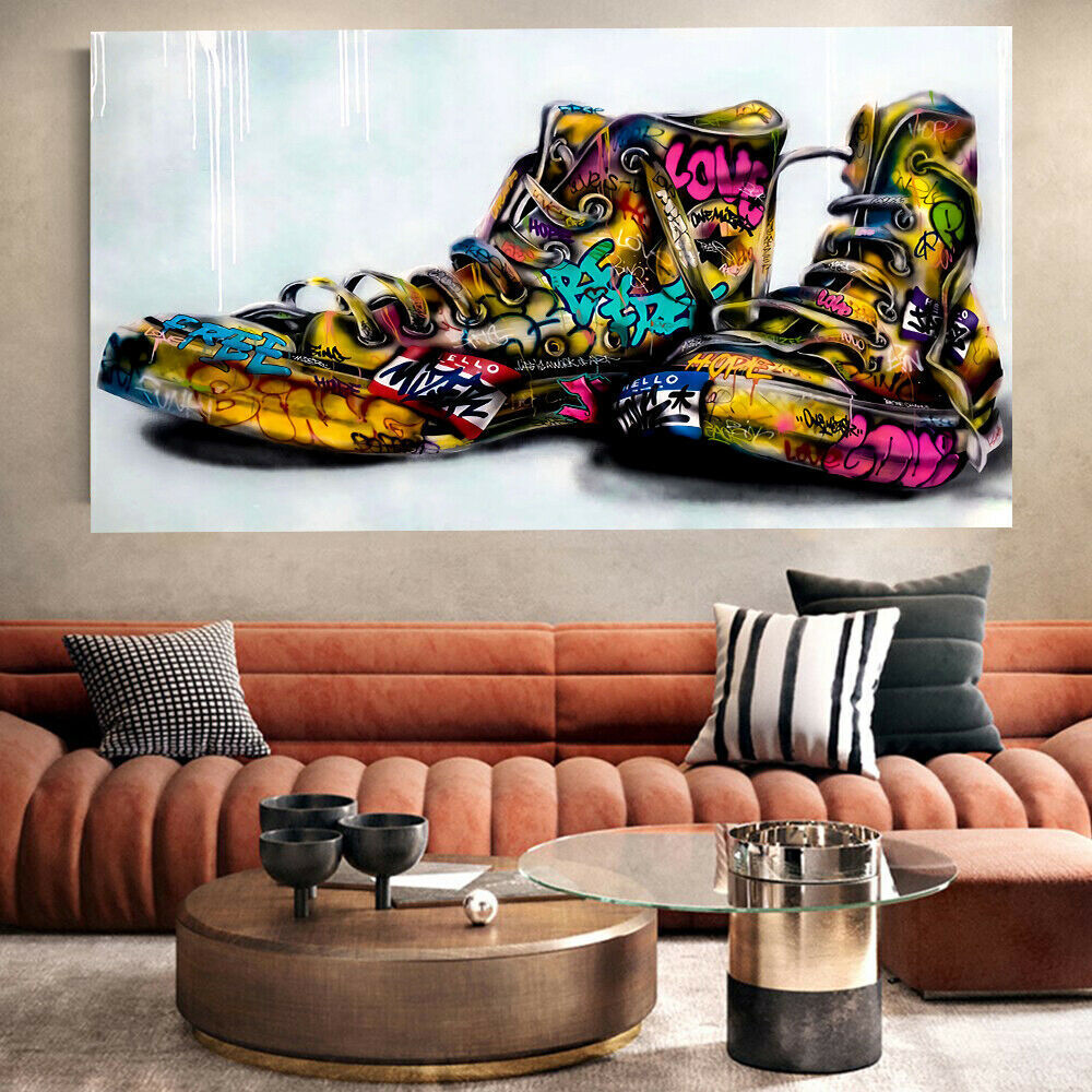 Abstrakte Schuhe Sneaker Leinwand Bilder Wandbilder - Hochwertiger Kunstdruck B8042