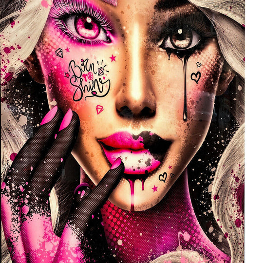 Leinwand Frau Abstrakt Rose Bilder Wandbilder - Hochwertiger Kunstdruck B8265