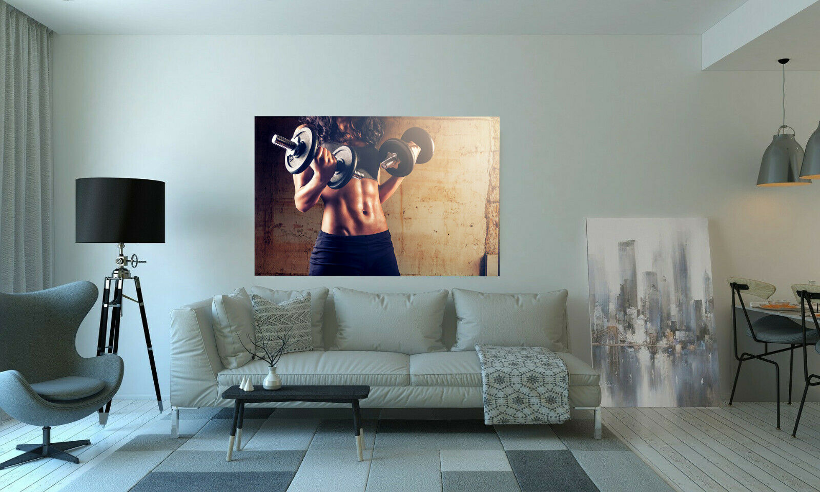 Leinwand Sport Fitness Hantel Muskeln Bilder Wandbilder -Hochwertiger Kunstdruck P5238