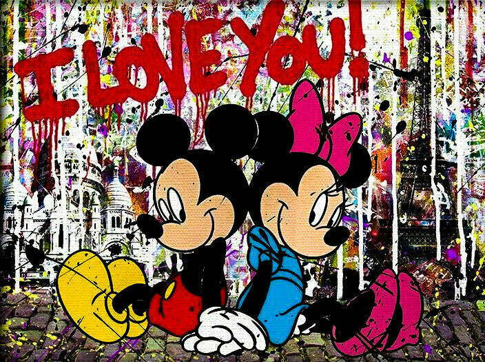 Micky Maus Pop Art  Kunst Leinwand Bilder Wandbilder - Hochwertiger Kunstdruck B8307