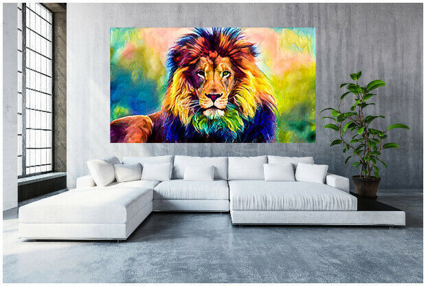 Leinwand Abstrakt Löwe Lion Tiere Bilder Wandbilder - Hochwertiger Kunstdruck A3625