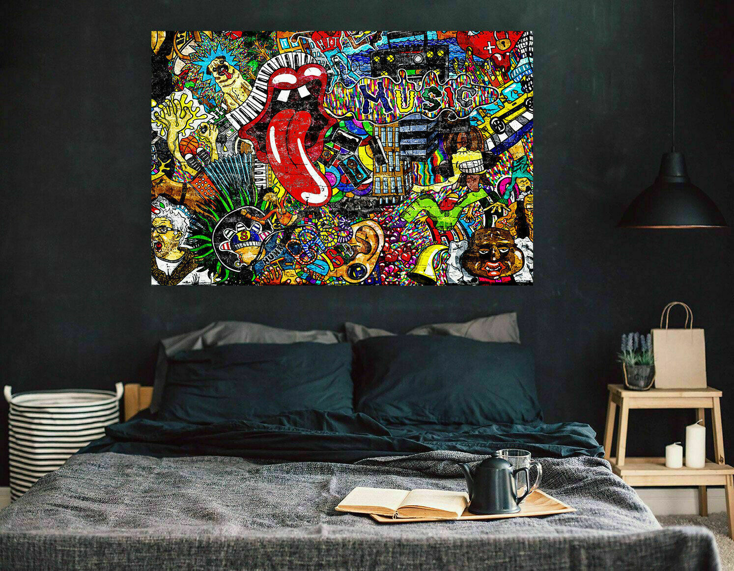 Pop Art Leinwand Zunge Mund Kunst Bilder Wandbilder - Hochwertiger Kunstdruck B8154