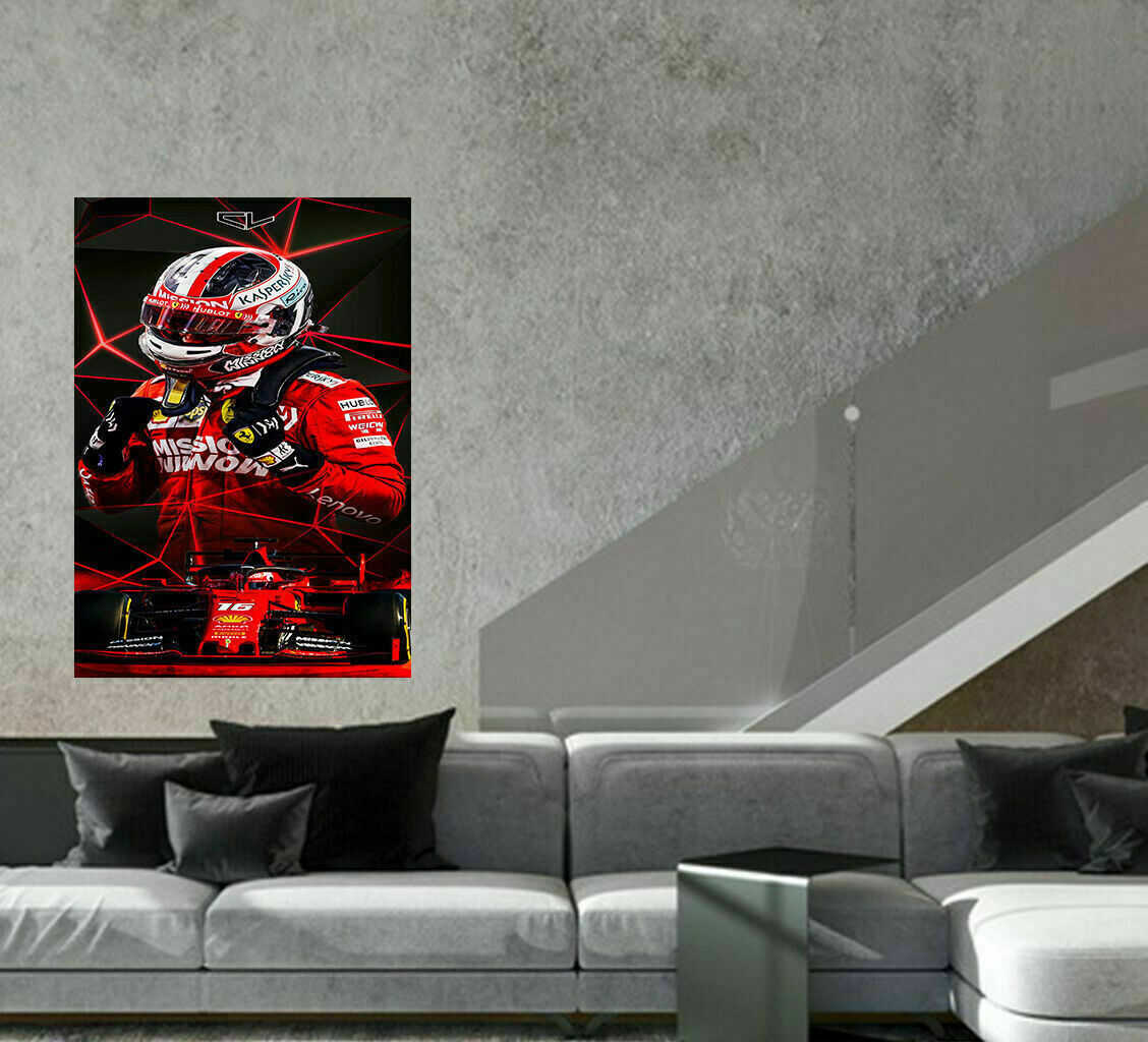 Leinwand Ferrari leclerc F1 Formel1 Bilder Wandbilder - Hochwertiger Kunstdruck A3784