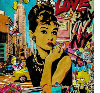 Pop Art Audrey Hepburn Leinwand Bilder Wandbilder - Hochwertiger Kunstdruck B8061