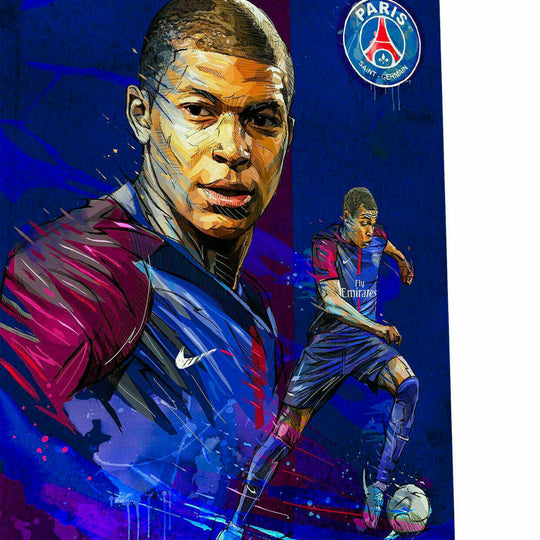 Kylian Mbappe Sport Fußball Leinwand Bilder Wandbilder - Hochwertiger Kunstdruck A3720