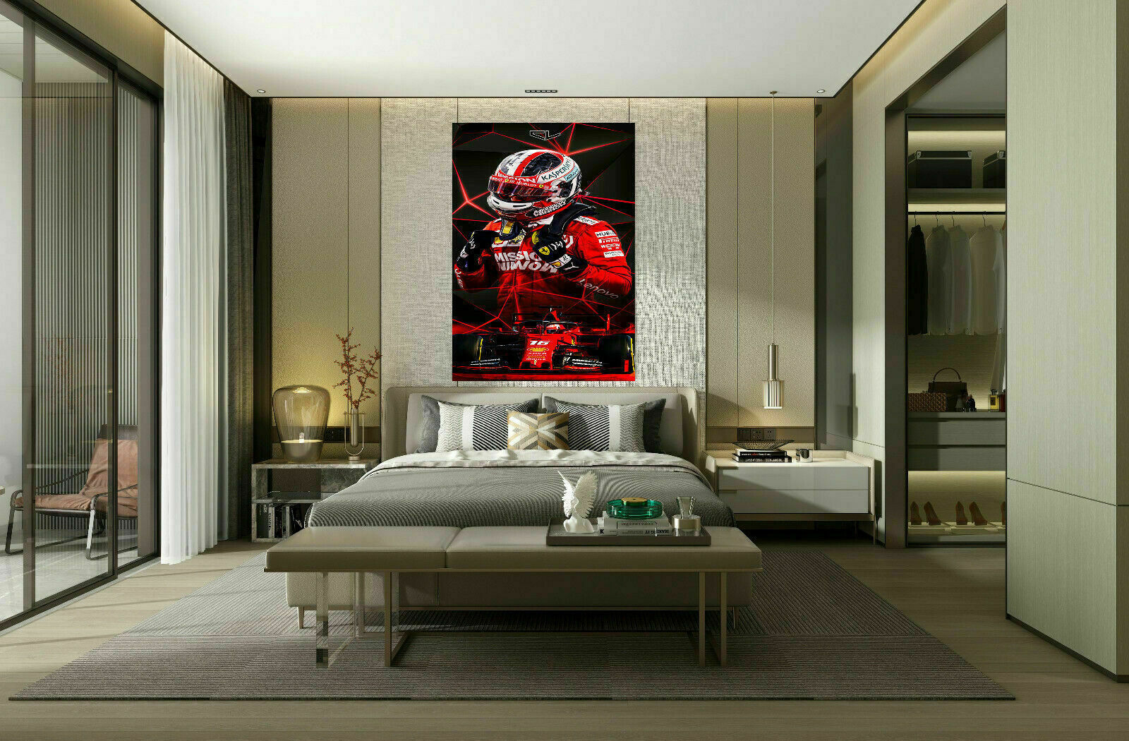 Leinwand Ferrari leclerc F1 Formel1 Bilder Wandbilder - Hochwertiger Kunstdruck A3784