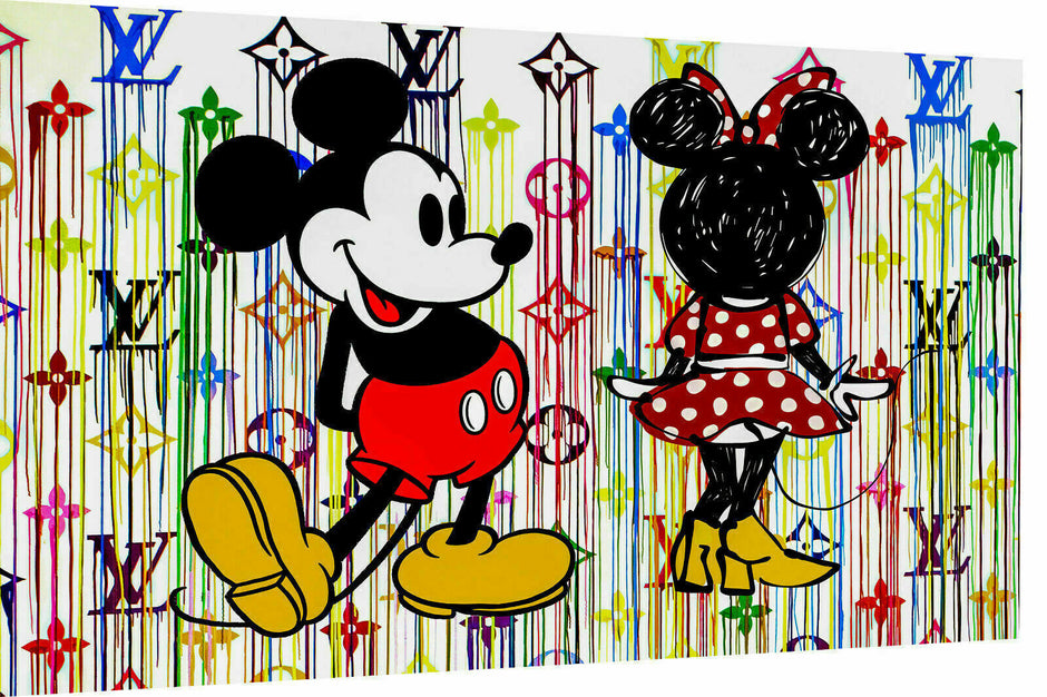 Modernes hochwertiges Leinwandbilder Bilder Mickey + Minnie Wandbilder - Hochwertiger Kunstdruck B8108