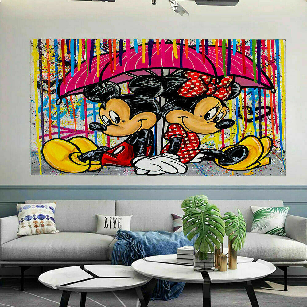 Pop Art Micky Maus Minnie Leinwand Bilder Wandbilder - Hochwertiger Kunstdruck B8167