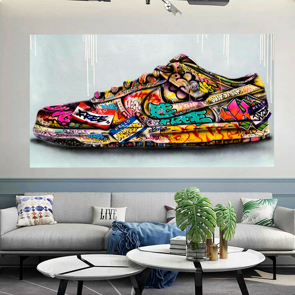 Abstrakte Schuhe Sneaker Leinwand Bilder Wandbilder - Hochwertiger Kunstdruck B8044