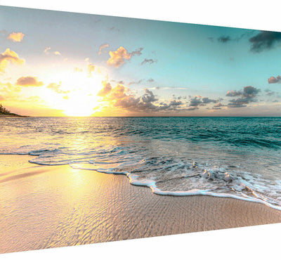 MagicCanvasArt Strand Urlaub Sand Meer Sommer Bilder - Hochwertiger Kunstdruck A3076