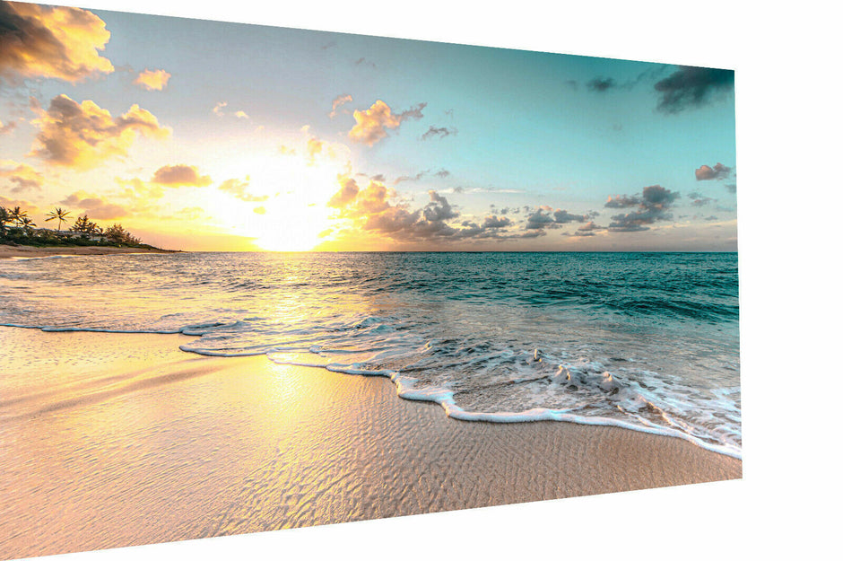 MagicCanvasArt Strand Urlaub Sand Meer Sommer Bilder - Hochwertiger Kunstdruck A3076