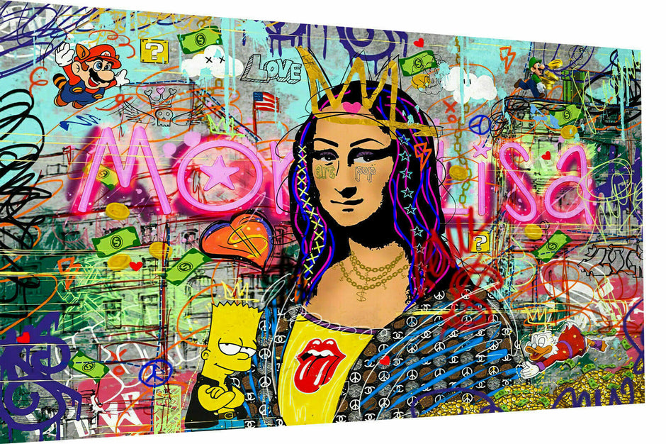 Pop Art Mona Lisa Simpsons Leinwand Bilder Wandbilder - Hochwertiger Kunstdruck B8171