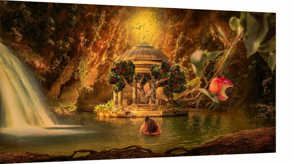 MagicCanvasArt Adam und Eva verbotene Frucht Leinwand  Bilder Wandbilder