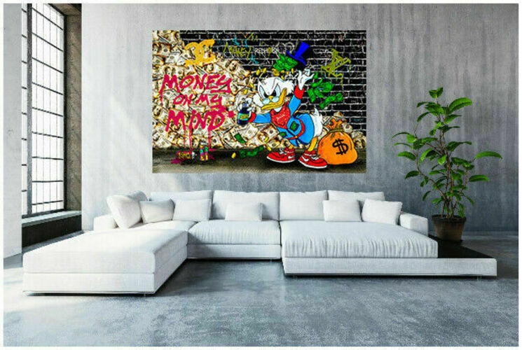 Pop Art Donald Duck Money Leinwand Bilder Wandbilder - Hochwertiger Kunstdruck B8102