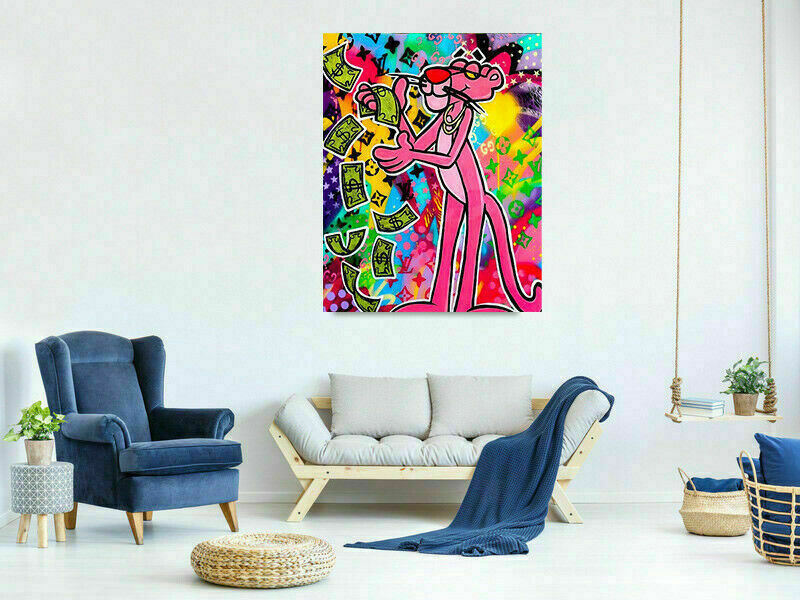 Pop Art Kunst rrosaroter panther Leinwand Wandbilder - Hochwertiger Kunstdruck B8312