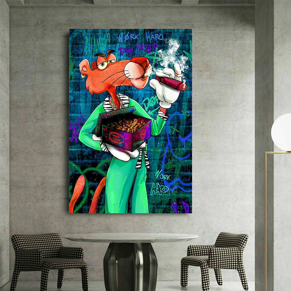 Leinwand Rosarote Panther Kunst Pop Art Wandbilder - Hochwertiger Kunstdruck B8140