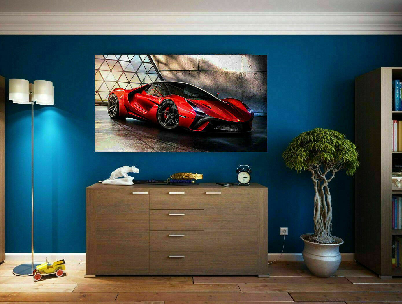 Leinwand Sportwagen Ferrari Autos Bilder Wandbilder -Hochwertiger Kunstdruck A3619