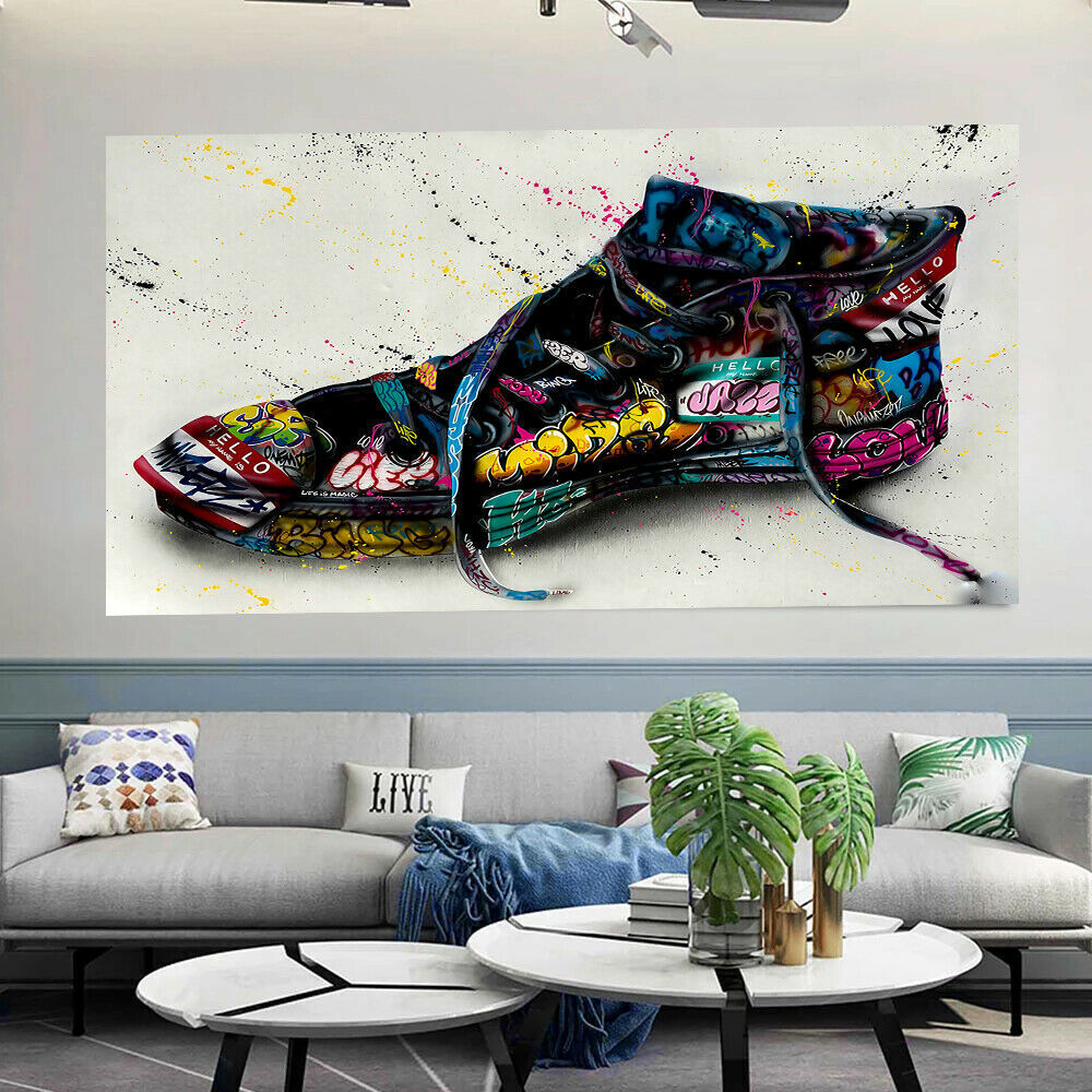 Abstrakte Schuhe Sneaker Leinwand Bilder Wandbilder - Hochwertiger Kunstdruck B8045