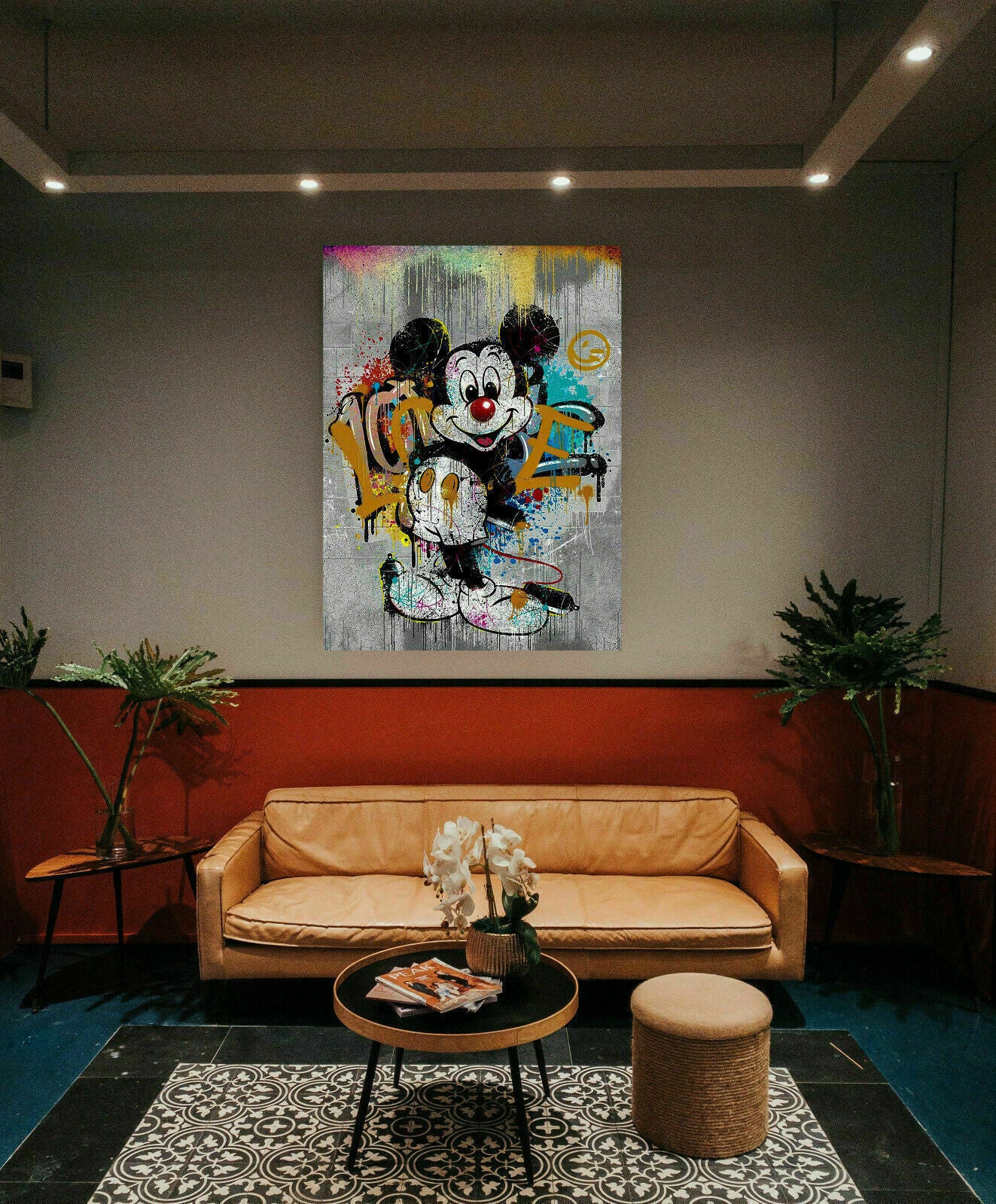 Leinwand Pop Art Micky Maus Love Bilder Wandbilder - Hochwertiger Kunstdruck B8310