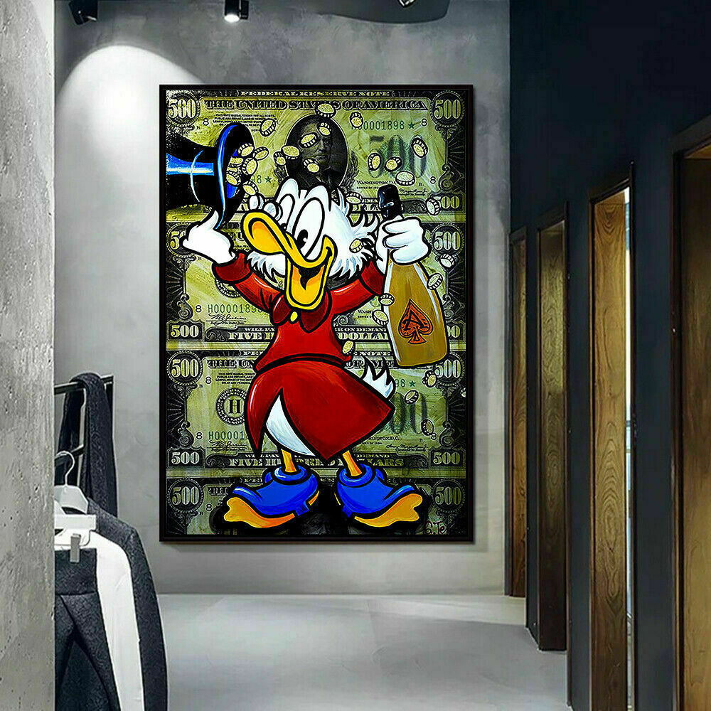 Leinwand Dagobert Geld Money Bilder Wandbilder - Hochwertiger Kunstdruck A4003