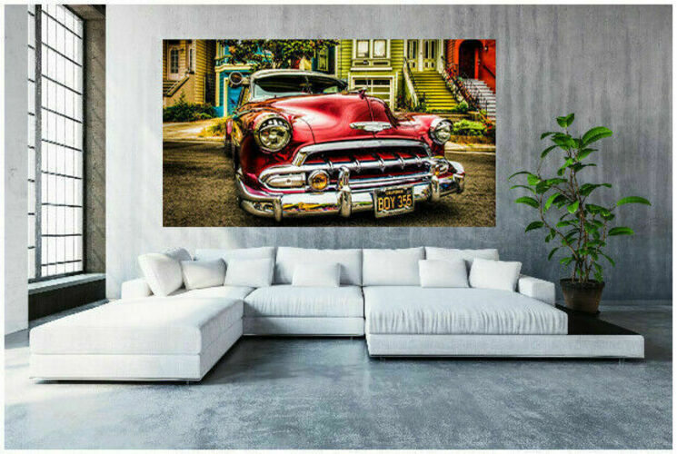 Leinwand Bilder Oldtimer Autos Vintage Classic Abstrakt- Hochwertiger Kunstdruck A3343