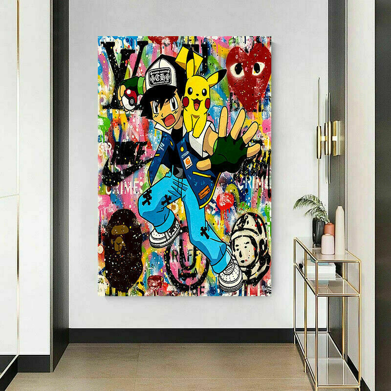 Pop Art Pokemon Pikachu Leinwand Bilder Wandbilder - Hochwertiger Kunstdruck B8026