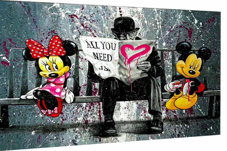 Pop Art Micky Maus Liebe Leinwand Bilder Wandbilder - Hochwertiger Kunstdruck B8106