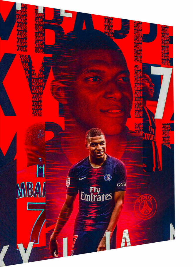 Leinwand Bilder Wandbilder Sport Fußball Kylian Mbappe  -Hochwertiger Kunstdruck A3225